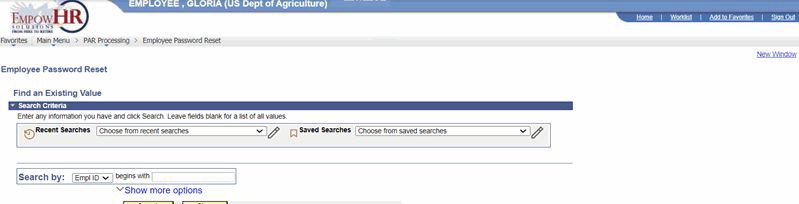 Employee Password Reset Page - Find an Existing Value